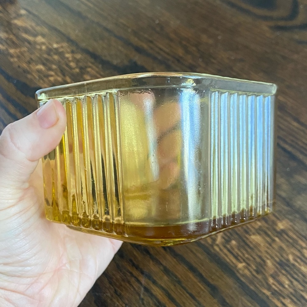 Vintage Federal Depression Glass Refrigerator Box Yellow - Picture 4 of 8